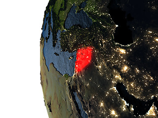 Image showing Sunset over Syria from space