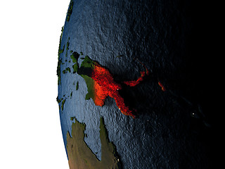 Image showing Sunset over Papua New Guinea from space