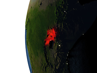 Image showing Sunset over Uganda from space