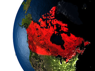 Image showing Sunset over Canada from space