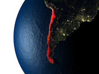 Image showing Sunset over Chile from space