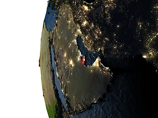 Image showing Sunset over Qatar from space