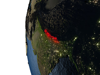 Image showing Sunset over Nepal from space