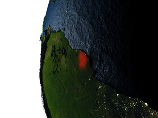 Image showing Sunset over French Guiana from space