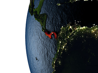 Image showing Sunset over Panama from space