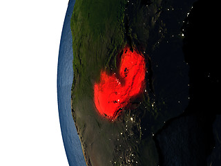 Image showing Sunset over Zambia from space