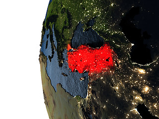 Image showing Sunset over Turkey from space