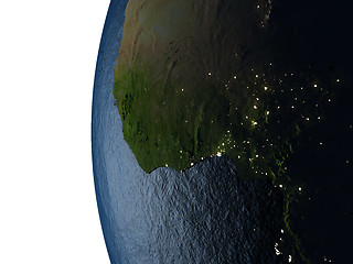 Image showing Sunset over Ghana from space