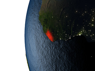 Image showing Sunset over Liberia from space