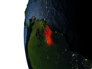 Image showing Sunset over Guyana from space