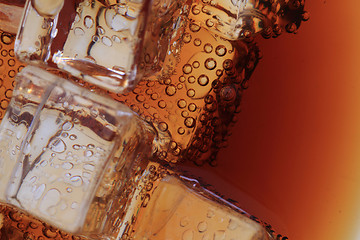 Image showing cola drink with ice cubes texture