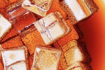 Image showing cola drink with ice cubes texture