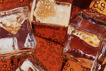 Image showing cola drink with ice cubes texture