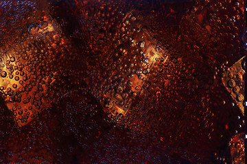 Image showing cola drink with ice cubes texture