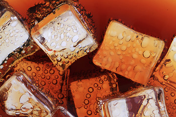 Image showing cola drink with ice cubes texture