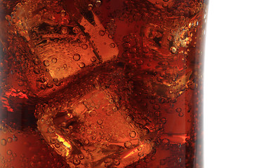 Image showing cola drink with ice cubes texture