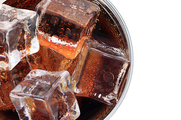 Image showing cola with ice cubes texture