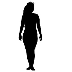 Image showing Black silhouette woman standing, people on white background