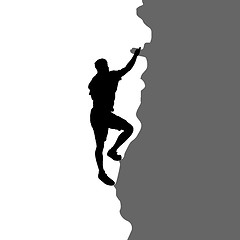 Image showing Black silhouette rock climber on white background