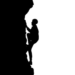 Image showing Black silhouette rock climber on white background