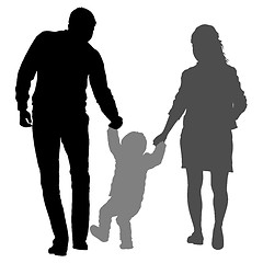 Image showing Silhouette of happy family on a white background