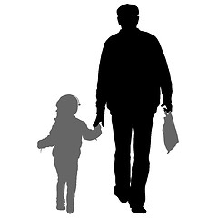 Image showing Silhouette of happy family on a white background. illustration.