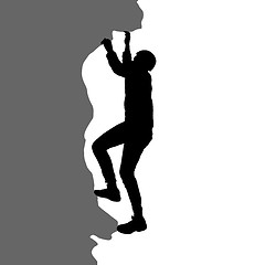 Image showing Black silhouette rock climber on white background