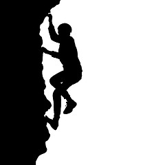 Image showing Black silhouette rock climber on white background