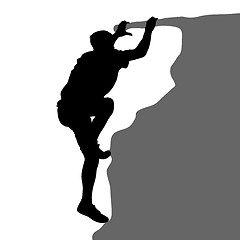 Image showing Black silhouette rock climber on white background