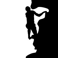 Image showing Black silhouette rock climber on white background