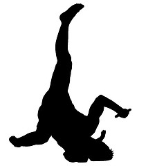 Image showing Black Silhouettes breakdancer on a white background