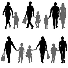 Image showing Set silhouette of happy family on a white background. illustration.