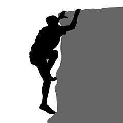 Image showing Black silhouette rock climber on white background