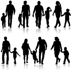 Image showing Set silhouette of happy family on a white background