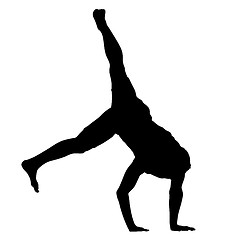 Image showing Black Silhouettes breakdancer on a white background