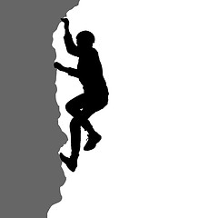 Image showing Black silhouette rock climber on white background