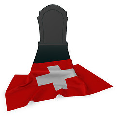 Image showing gravestone and flag of switzerland - 3d rendering