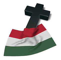 Image showing christian cross and flag of hungary - 3d rendering