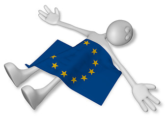 Image showing dead cartoon guy and flag of the european union - 3d illustration