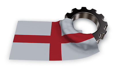 Image showing gear wheel and flag of england - 3d rendering