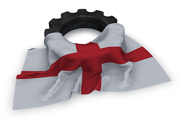 Image showing gear wheel and flag of england - 3d rendering