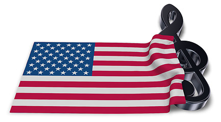 Image showing clef symbol and flag of the usa - 3d rendering