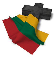 Image showing christian cross and flag of Lithuania - 3d rendering