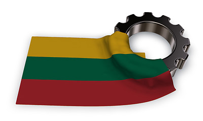 Image showing gear wheel and flag of Lithuania - 3d rendering