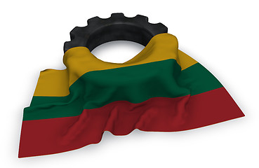 Image showing gear wheel and flag of Lithuania - 3d rendering