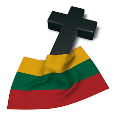 Image showing christian cross and flag of Lithuania - 3d rendering