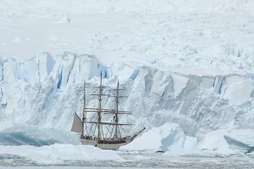 Image showing Sailing boat in the ice