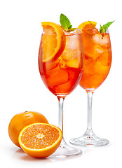 Image showing two glasses of aperol spritz cocktail