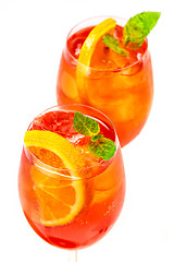 Image showing two glasses of aperol spritz cocktail