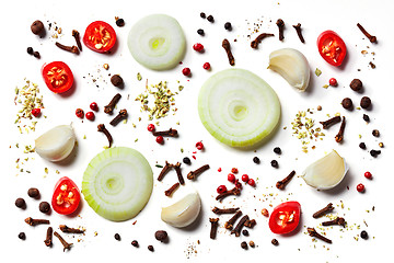Image showing various spices on white background